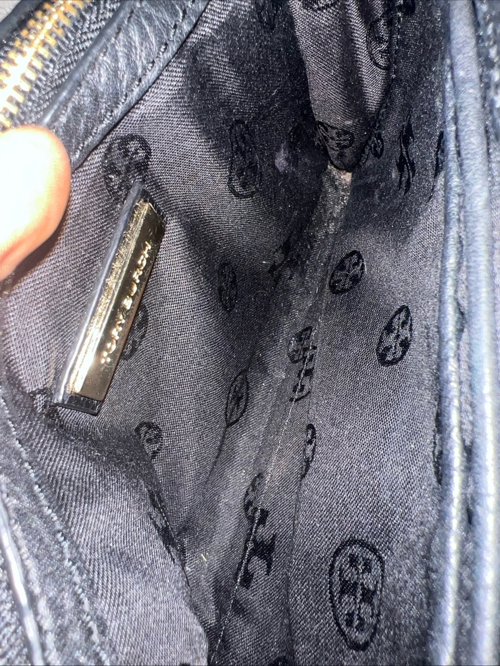 Tory Burch Black Pebbled Leather Crossbody with Gold Logo Accent - Picture 9 of 12